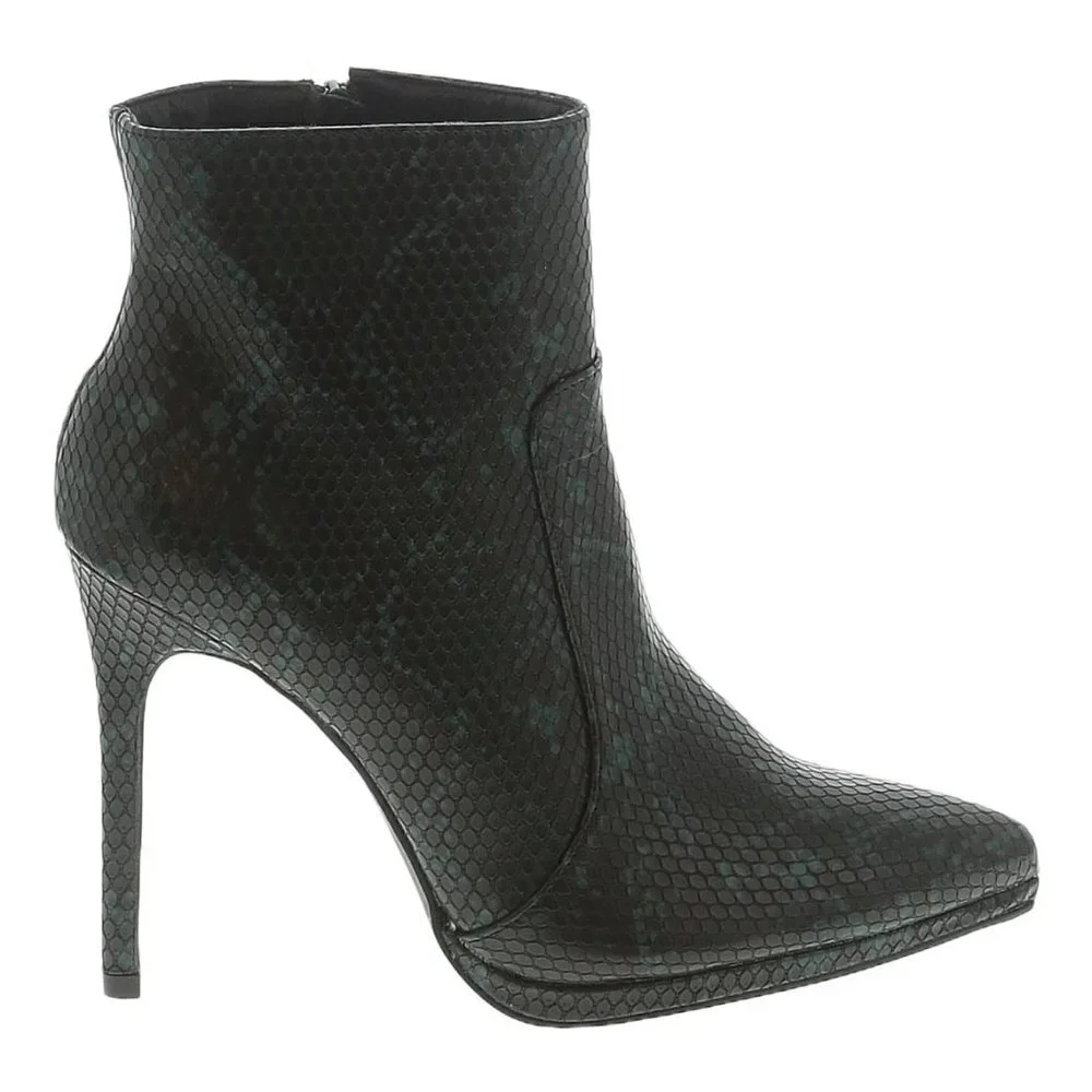 Shoedazzle Daiane Pointed-Toe Bootie 10 Ponderosa Pine green black